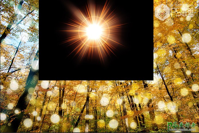 PS动画图片制作：给漂亮的金秋风景照片制作出散景和阳光照射动画