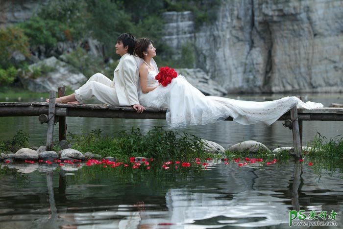 photoshop给大气浪漫的情侣婚纱照调出玛雅摄影色调
