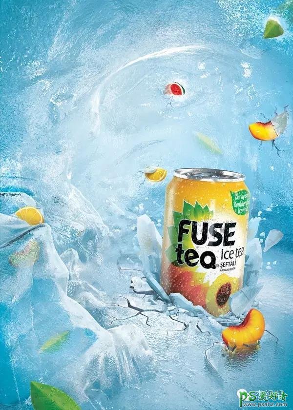 夏日清爽饮料海报设计图片，清新自然的饮料广告设计作品。