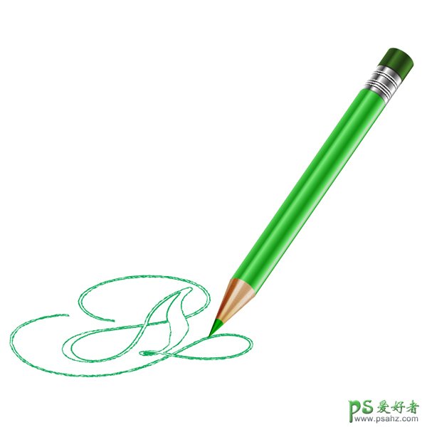 Illustrator手绘绿色逼真效果的铅笔失量图素材