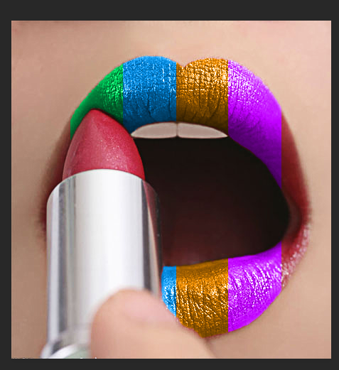 PS嘴唇上色教程：给性感女生的嘴唇添加色彩斑斓的唇彩效果。