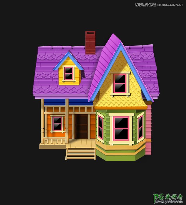彩色立体小房子失量图 photoshop鼠绘立体感彩色失量小房子