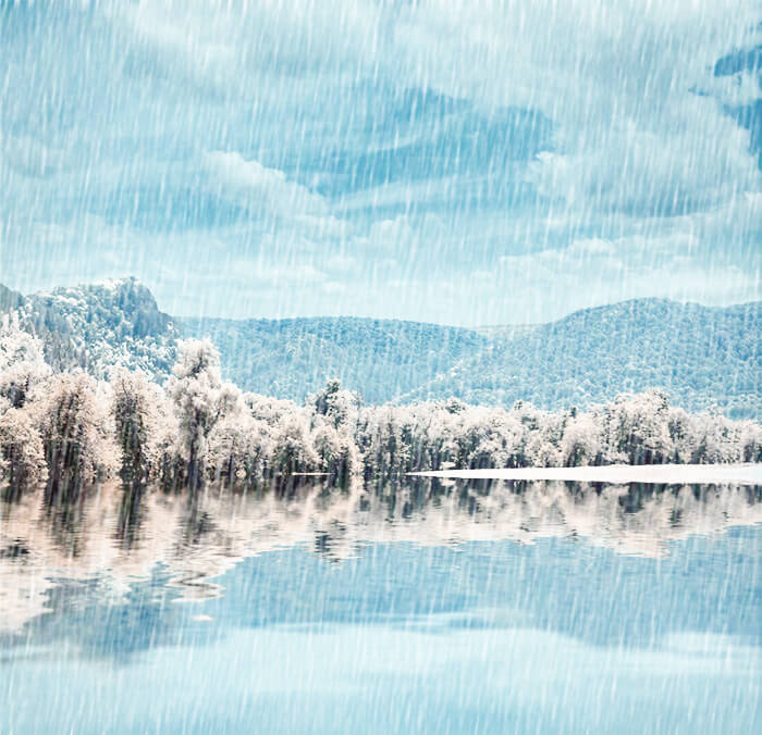 PS后期调色教程：学习把漂亮的湖景风光照片调成梦幻的雪景照