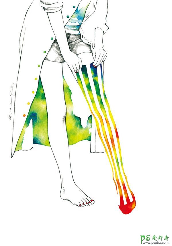 日本Aki Miyajima漂亮的人像彩绘插画作品，漂亮美女水彩艺术插画