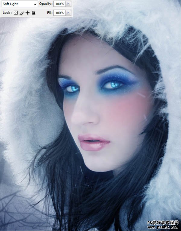 photoshop给美女图片制作出漂亮的冬日彩光效果图教程