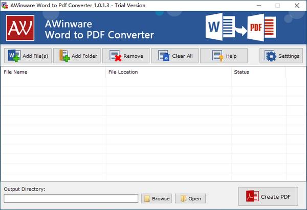 AWinware Word to PDF Converter(Word转PDF转换器)